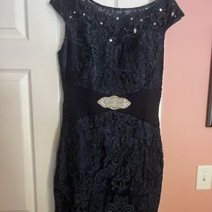 Formal navy blue cocktail dress women’s